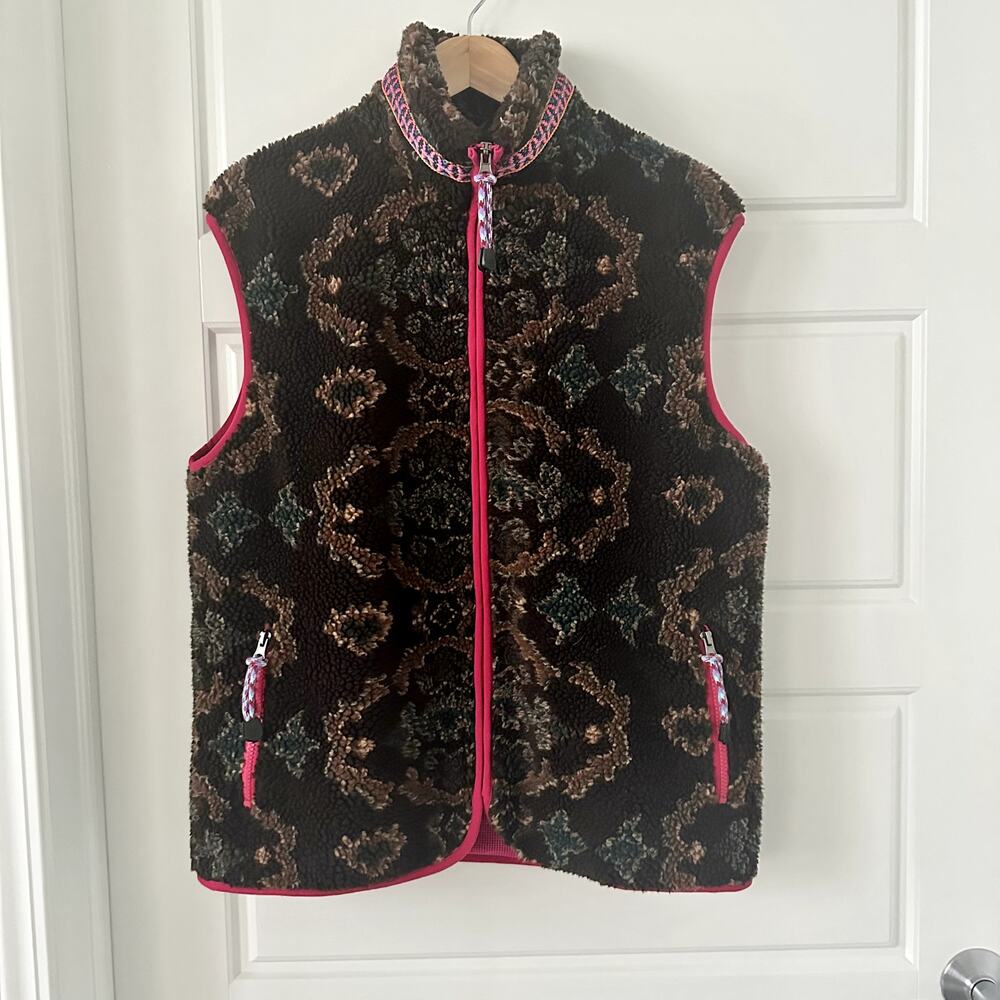 Zara Faux Sherling Jacquard Vest Sz S/M